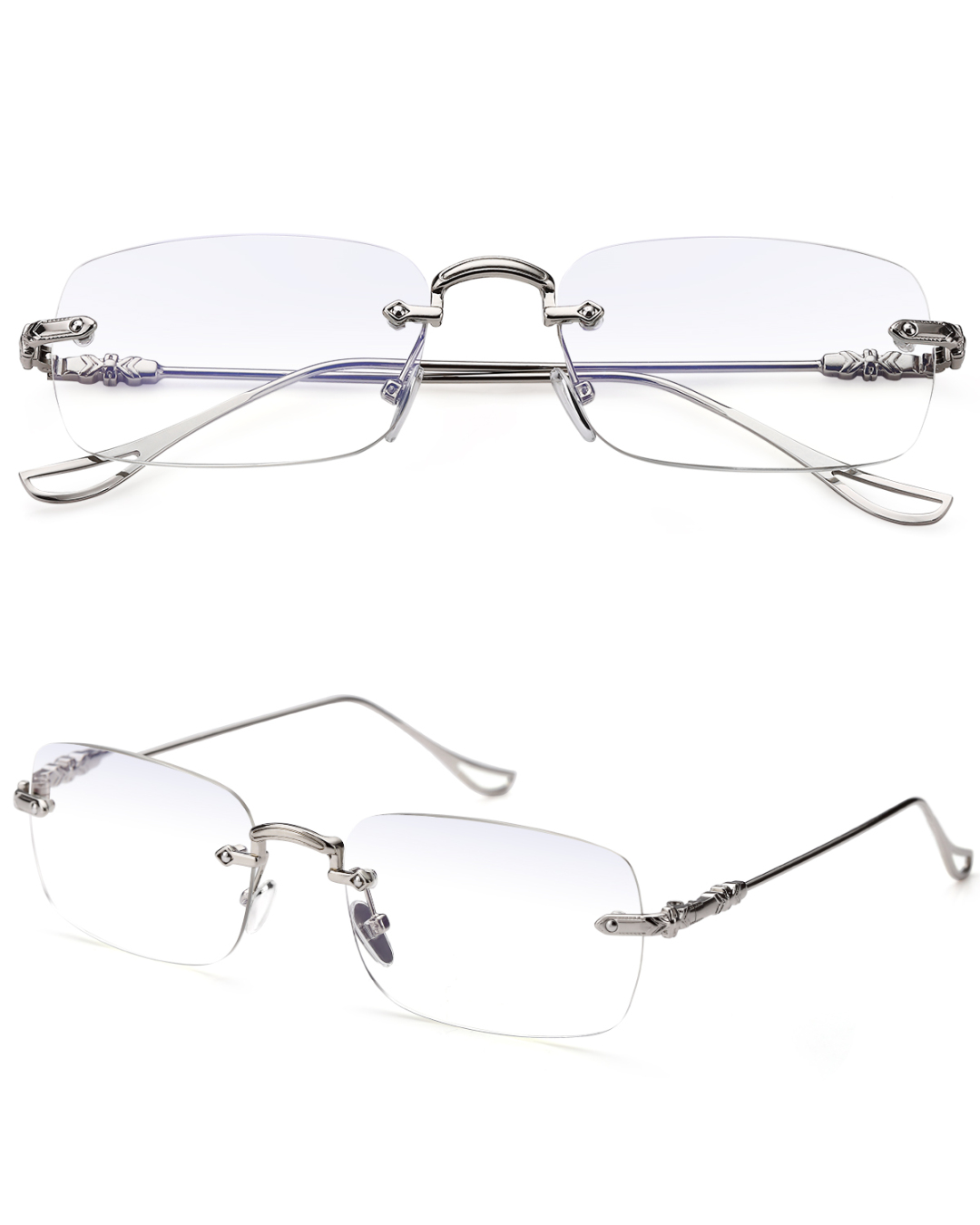 TERAISE Frameless Metal Reading Glasses for Men/Women Blue Light