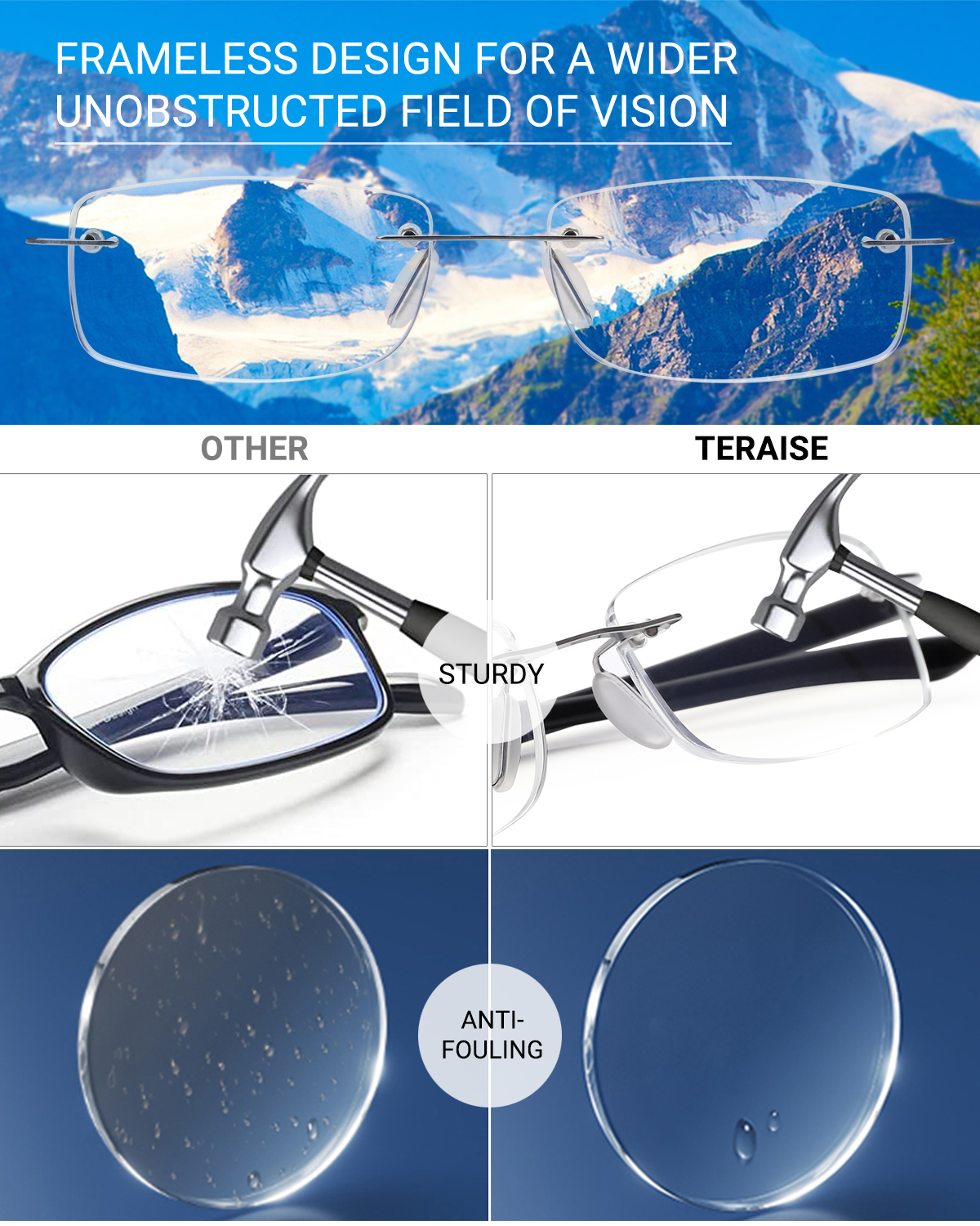 Business Frameless Reading Glasses model #5264522-TERAISE