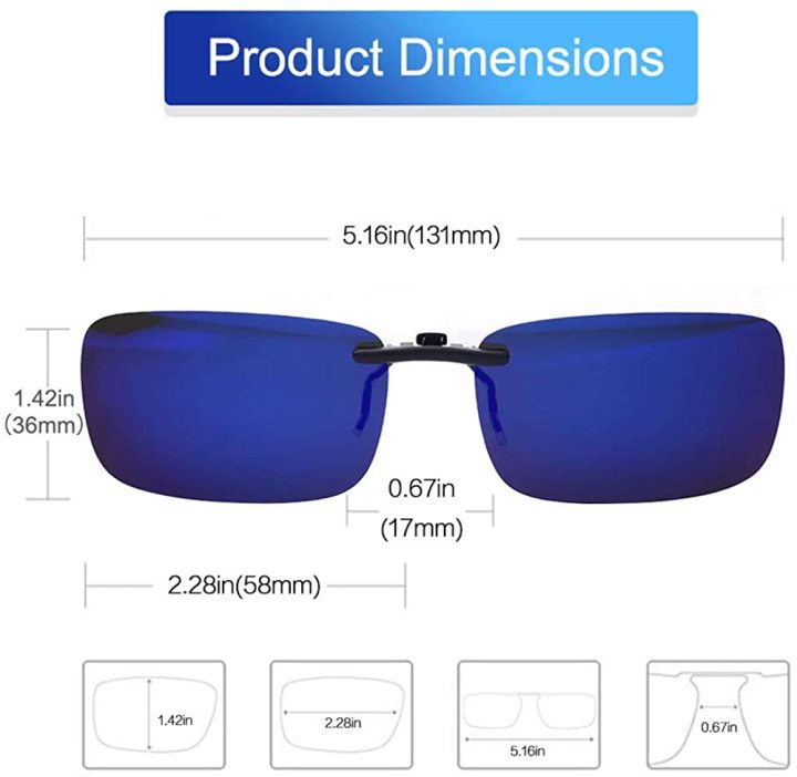 Lunettes De Soleil Clip-on Polarisées UV400 Pour Lunettes De Vue - Taille 58x37 Mm