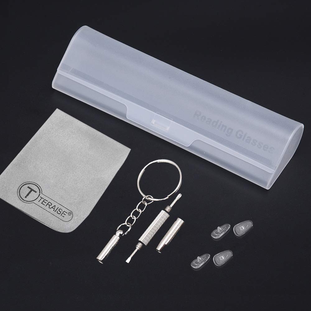 TERAISE Rimless Reading Glasses Spring Hinge Glasses for Reading with Cases Men and Women-TERAISE