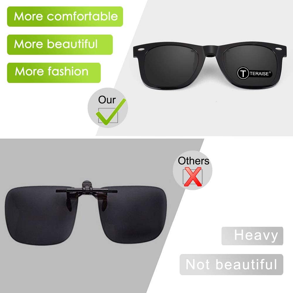 TERAISE Polarized Clip-On Driving Sunglasses with Flip Up Function-Suitable for Driving Fishing Outdoor Sport-TERAISE