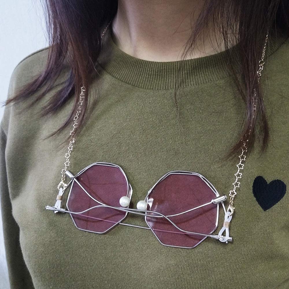 TERAISE Eyeglass Chain for Women/Ladies Retro Fashion Metal Carved Sunglasses Cords Strap Adjustable with Clean Cloth-TERAISE