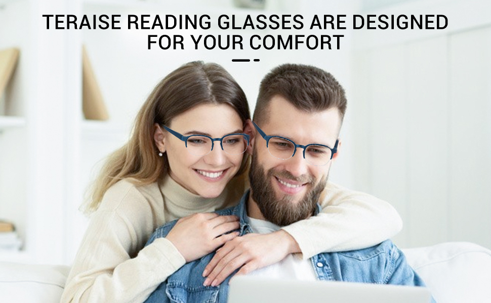 TERAISE Blue Light Reading Glasses for Women/Men 4 pairs Readers with