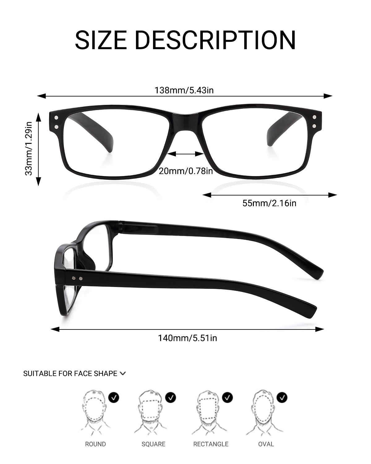 TERAISE 4 Pack Reading Glasses For Men/Women-with Spring Hinge Reader ...