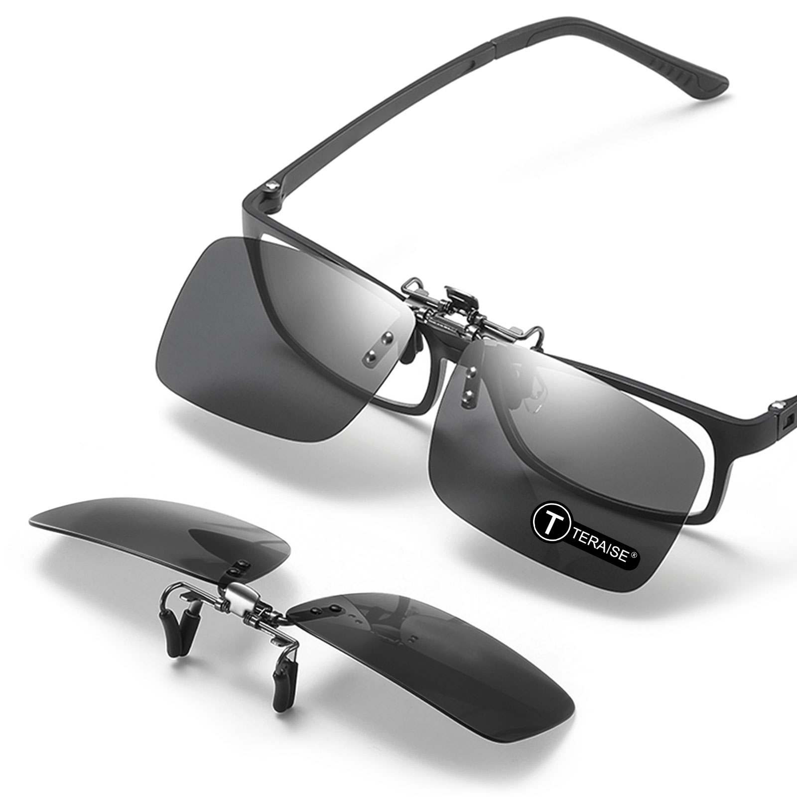 FRAZALA Polarized Flip Up Clip-on Sunglasses Anti-Glare UV 400 Lens Fishing  Driving Sunglasses Over Prescription Glasses
