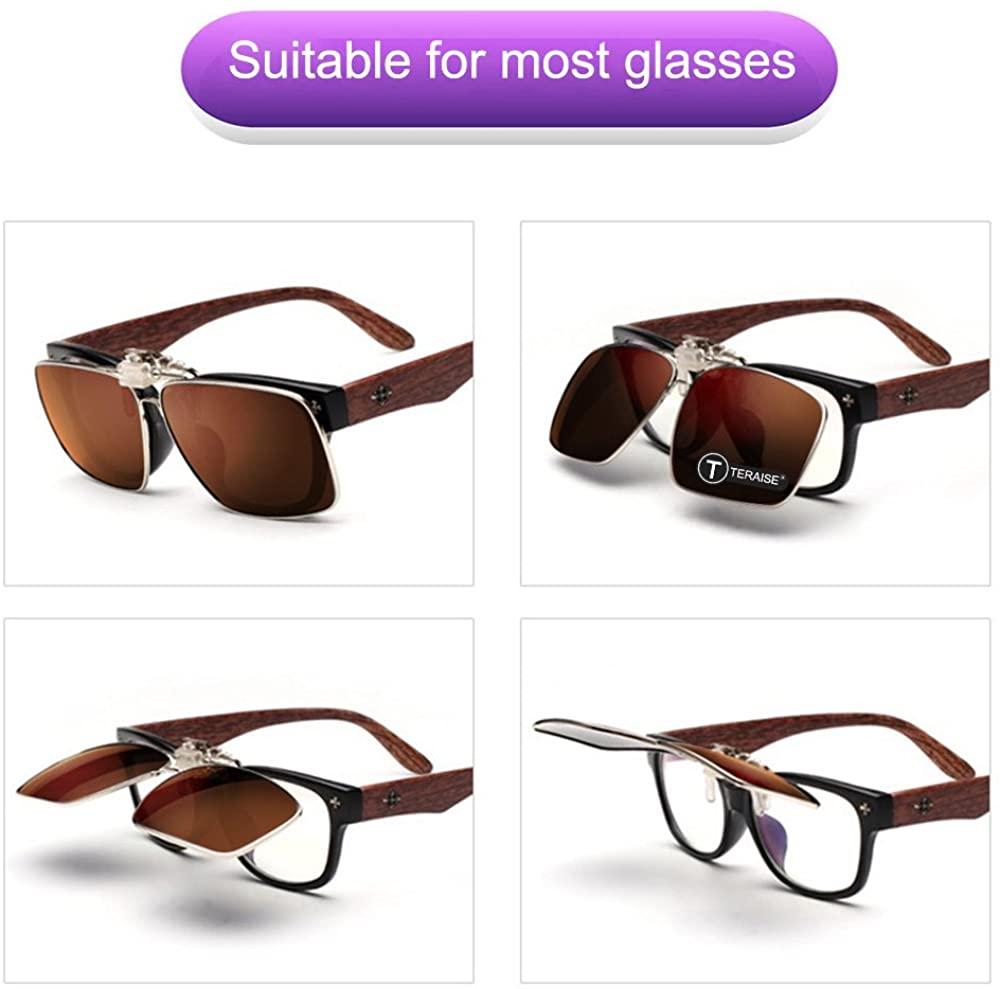 TERAISE Polarized Clip-on Sunglasses with Flip Up Function Suitable Driving Sports-TERAISE