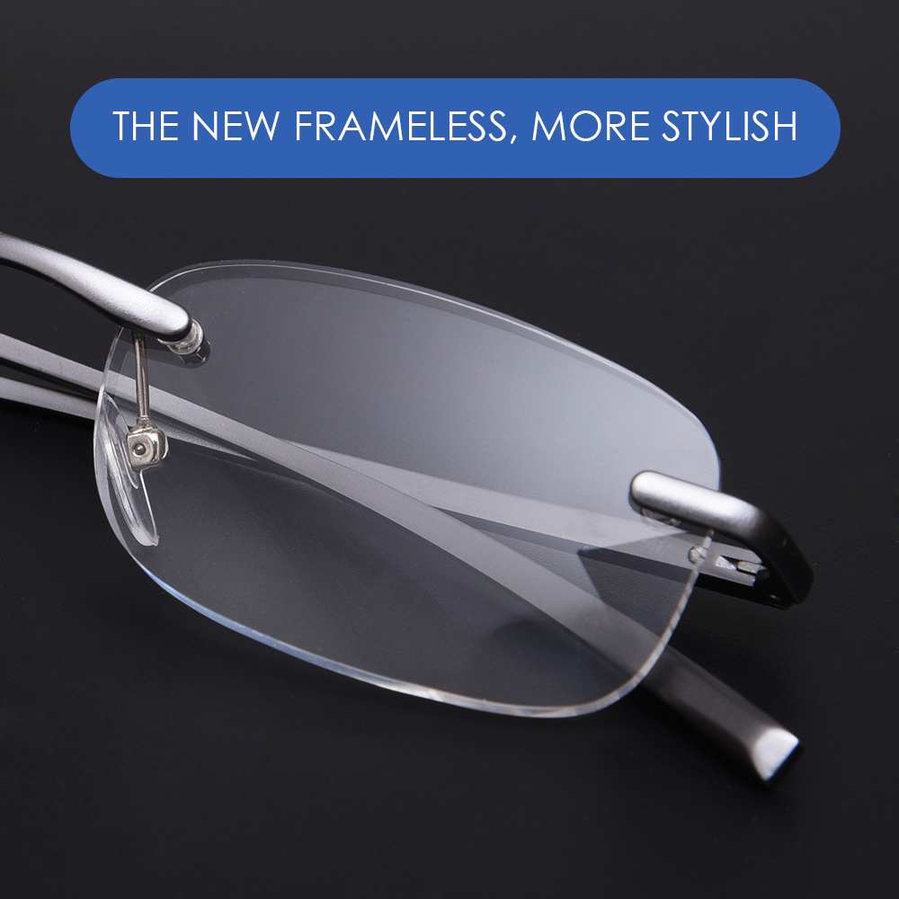 TERAISE Rimless Reading Glasses Spring Hinge Glasses for Reading with Cases Men and Women-TERAISE