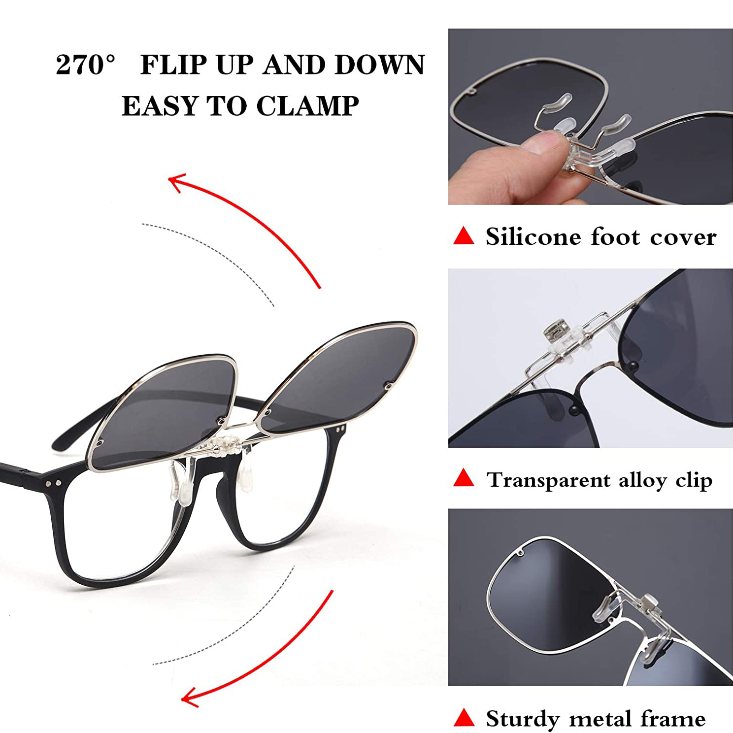 TERAISE Clip On Sunglasses Flip up HD Polarized Unisex for Outdoor/Driving UV400-TERAISE