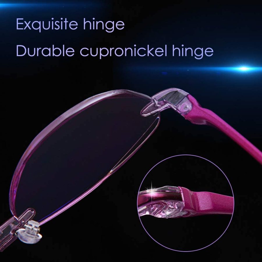 Teraise Rimless Reading Glasses Fashion Diamond Cutting Design Anti Fatigue Clear Lens Spectacle 