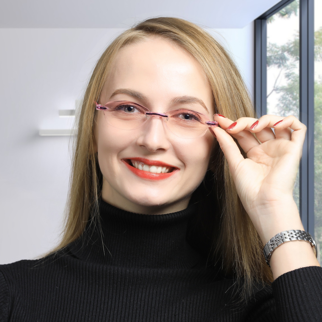 TERAISE Rimless Reading Glasses Fashion Diamond Cutting Design AntiFatigue Clear Lens Spectacle