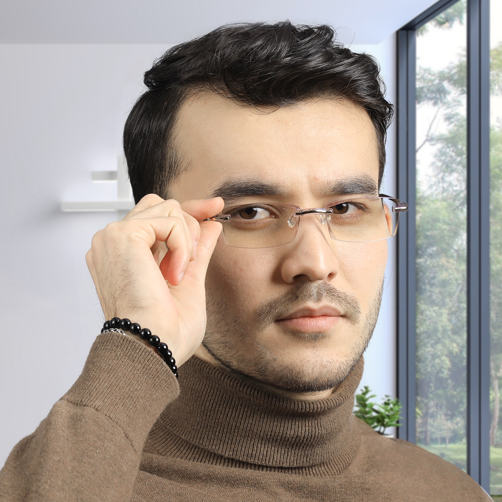 TERAISE Rimless Reading Glasses Fashion Diamond Cut Edge Design Anti-Blue Lens Spectacle Readers for Men-TERAISE