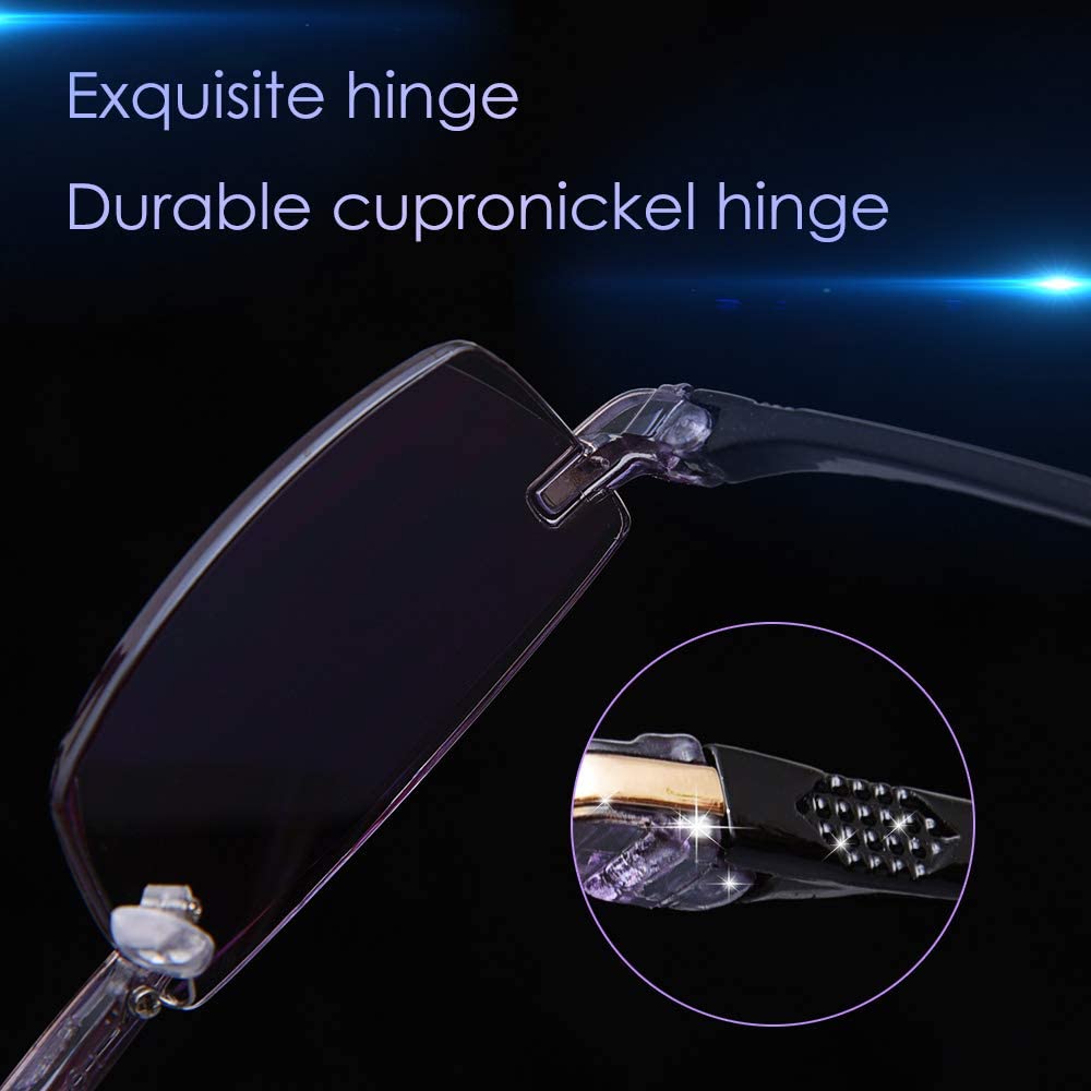 TERAISE Rimless Reading Glasses Fashion Diamond Cut Edge Design Anti-Blue Lens Spectacle Readers for Men-TERAISE