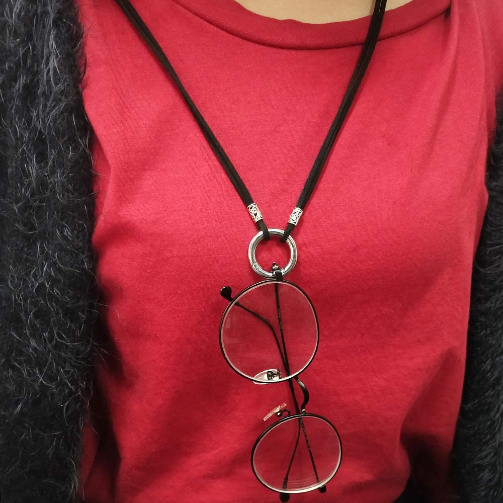 TERAISE Eyeglass Necklace Classic Fashion Metal Ring Sunglasses Necklace Glasses Holder Contains glasses cloth-TERAISE