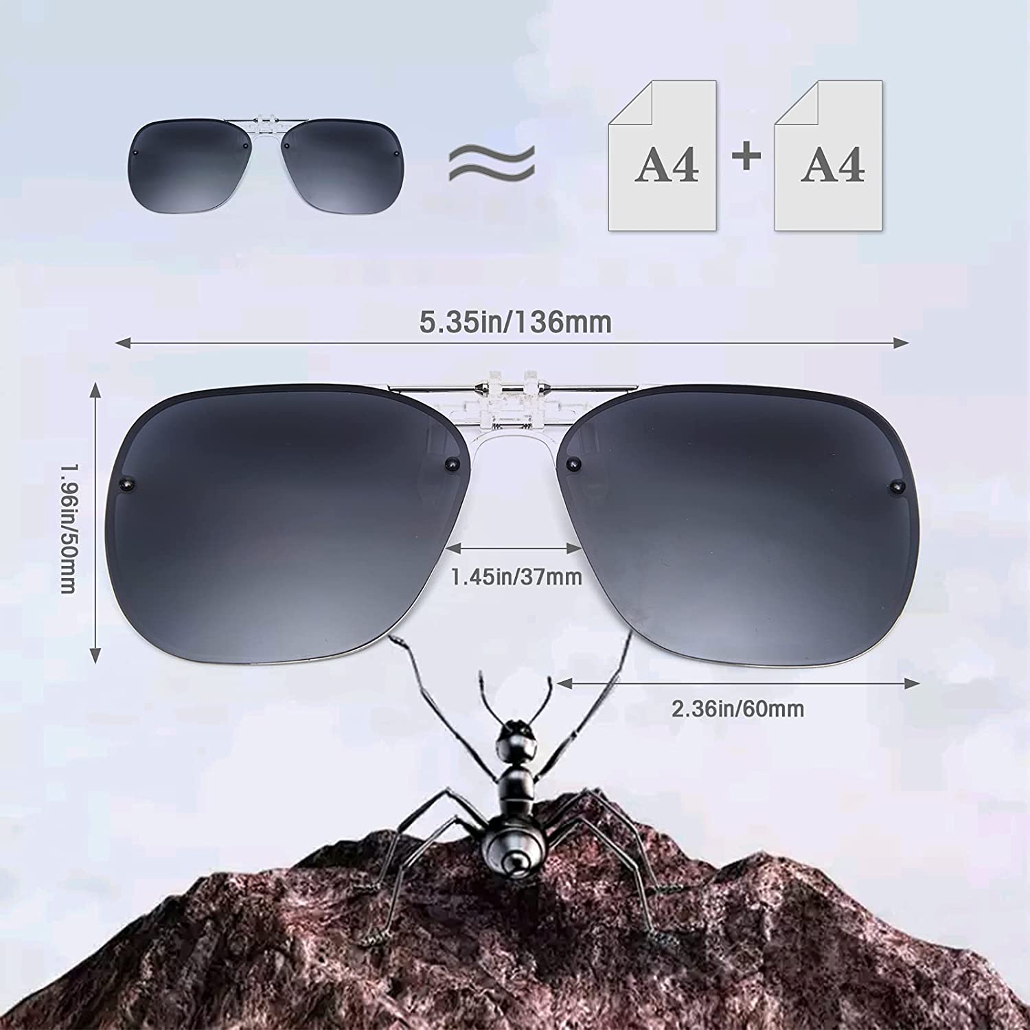 TERAISE Clip On Sunglasses Flip up HD Polarized Unisex for Outdoor/Driving UV400-TERAISE