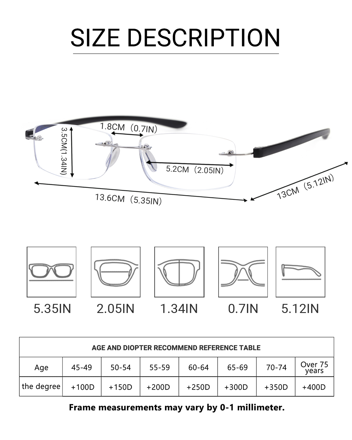 Business Frameless Reading Glasses model #5264522-TERAISE
