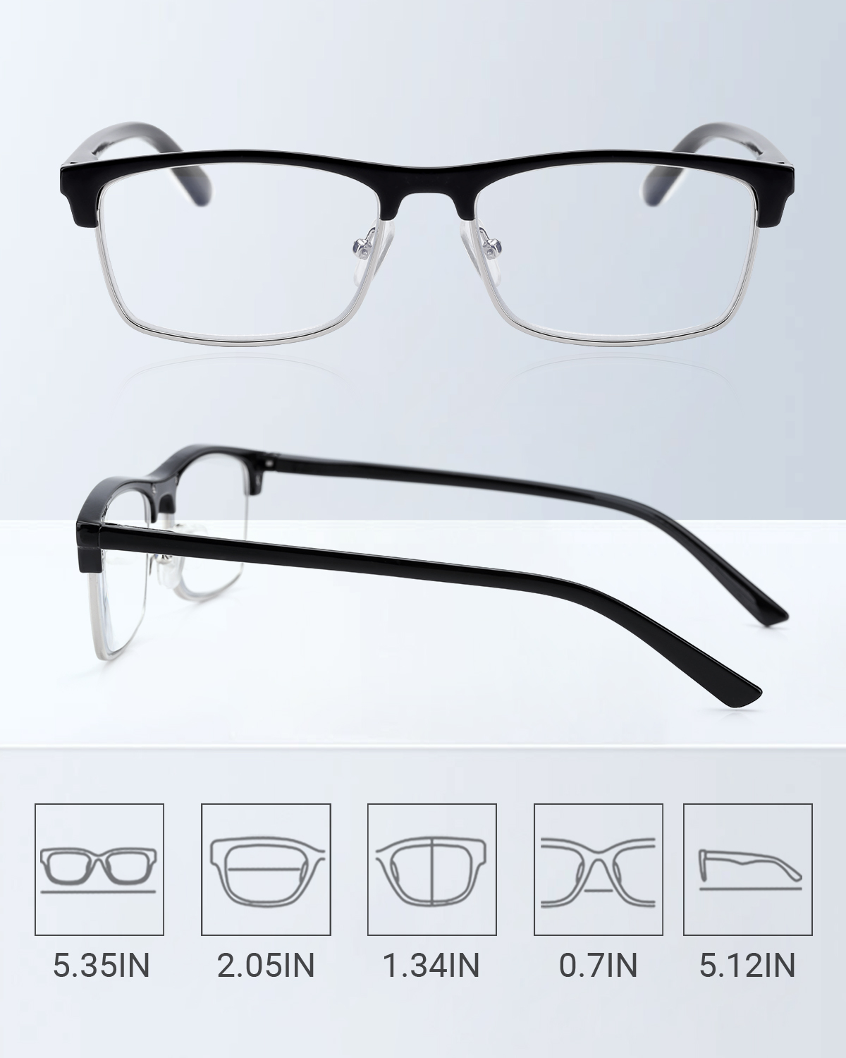 Acetate Fashion Half Frame Reading Glasses #5264523-TERAISE