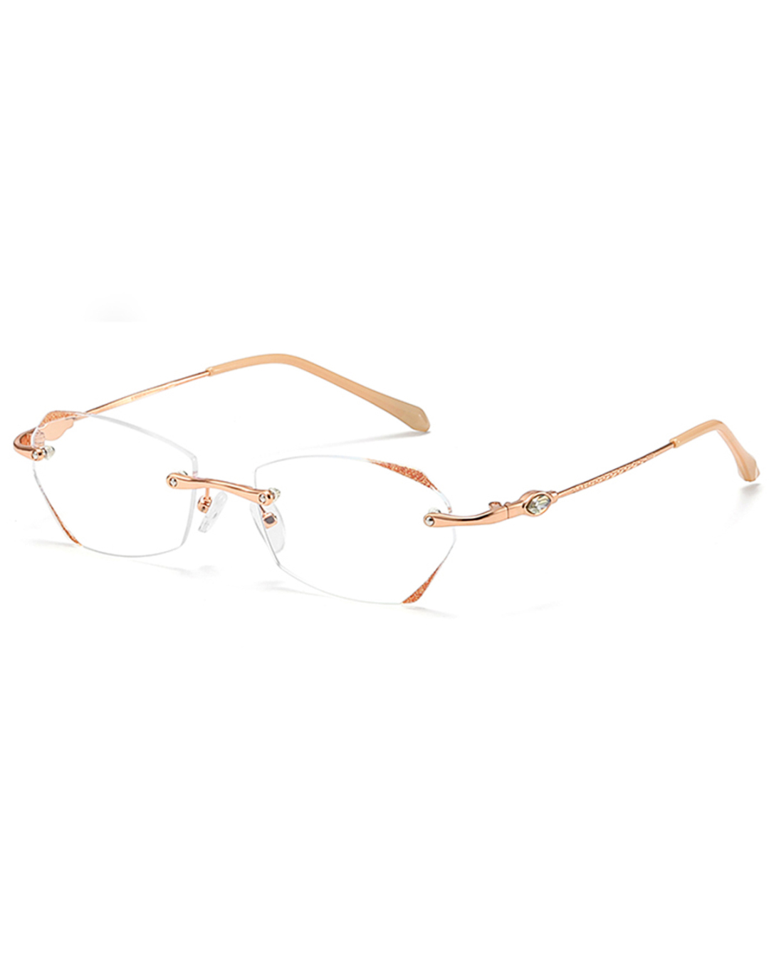 TERAISE Frameless Reading Glasses For Women With Blue Light Blocking,Fashion Diamond Cutting