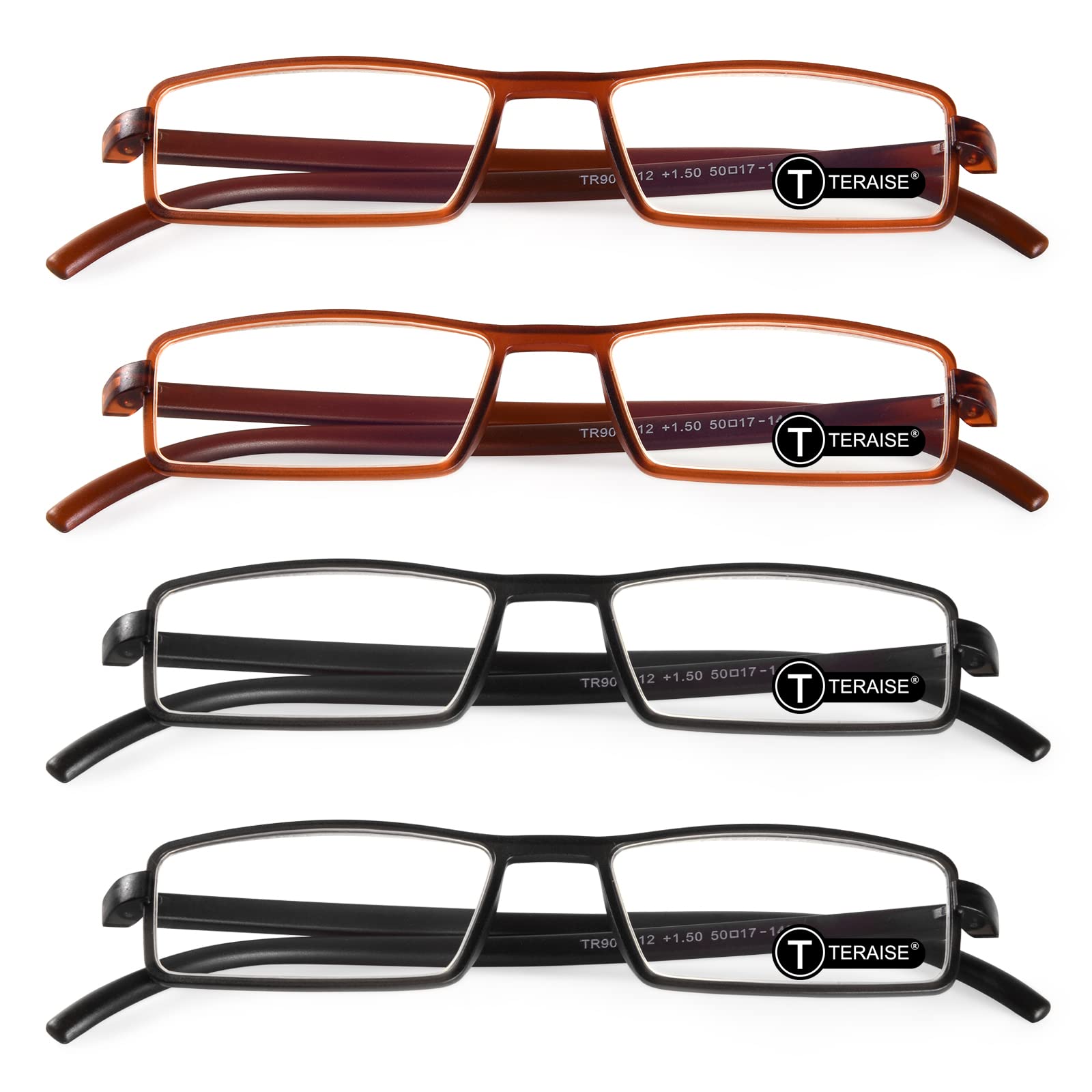 TERAISE 4-Pack Upgrade Reading Glasses Ultralight Reader Anti-blue Glasses 