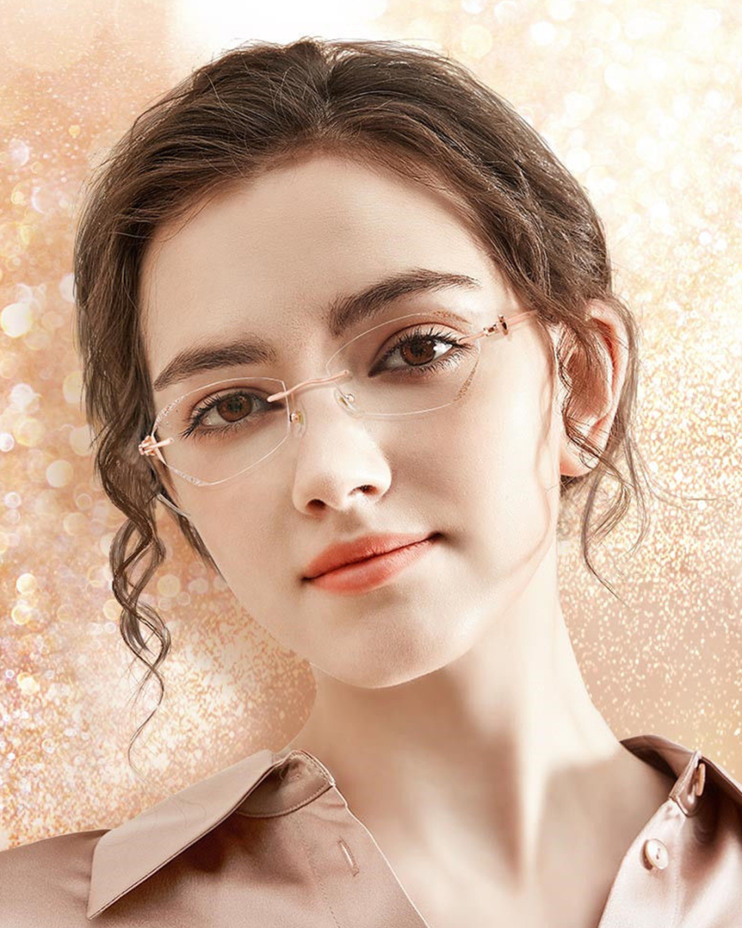 TERAISE Frameless Reading Glasses For Women With Blue Light Blocking,Fashion Diamond Cutting