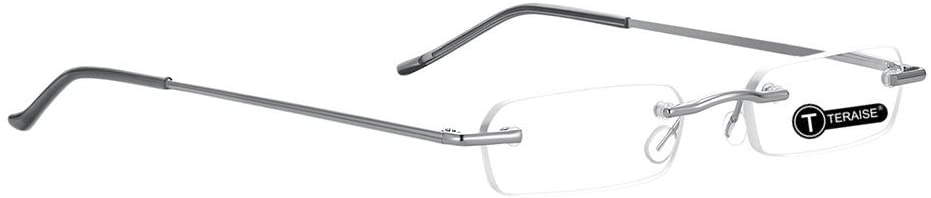 TERAISE Upgrade Lightweight Reading Glasses Frameless Readers clear lens for Men and Women w/Pen Clip Tube Case-TERAISE