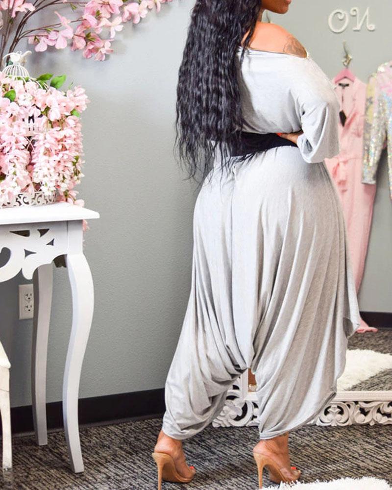 import One-shoulder Casual Solid Color Jumpsuit