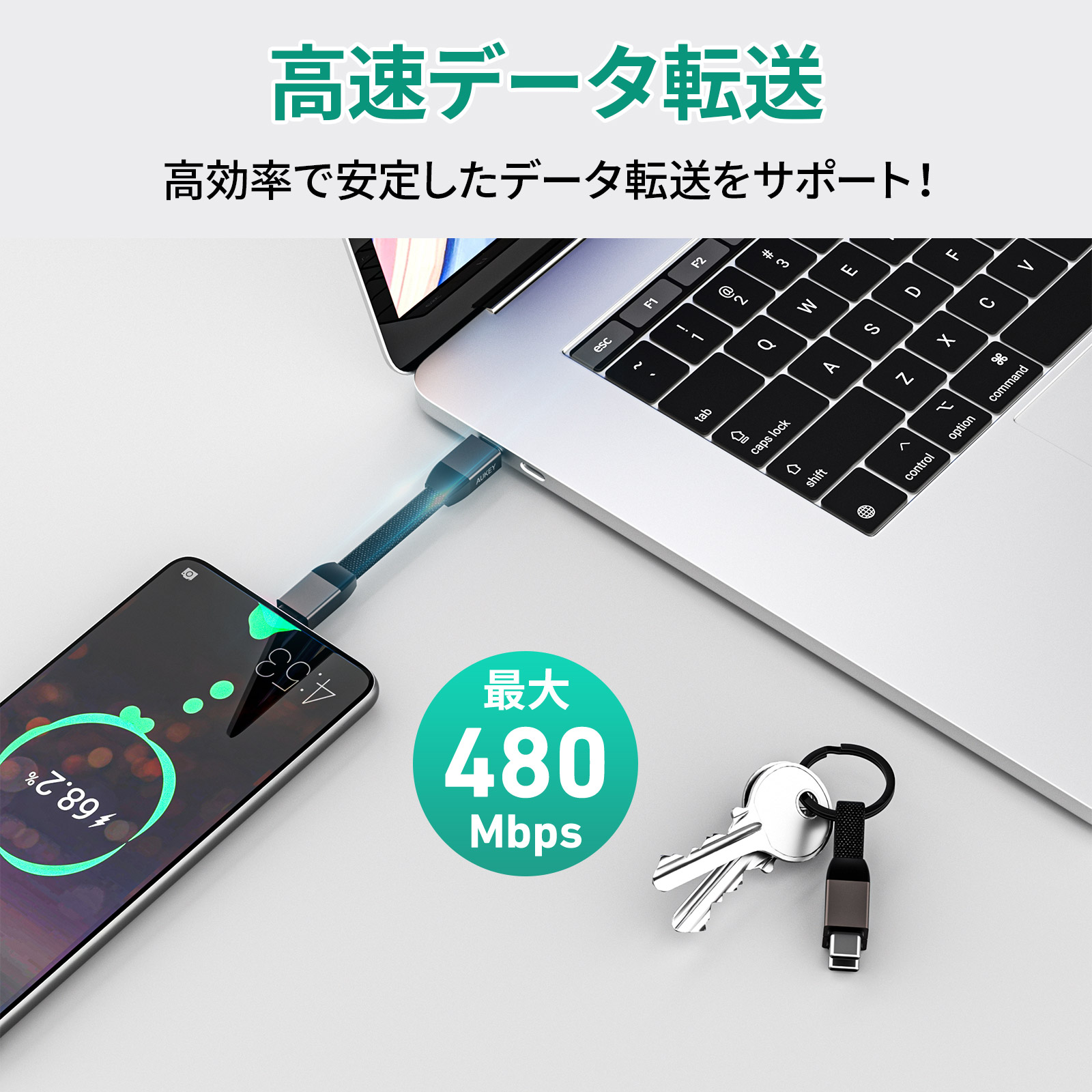 キーホルダー型USB-C to Cケーブル CB-CC16
