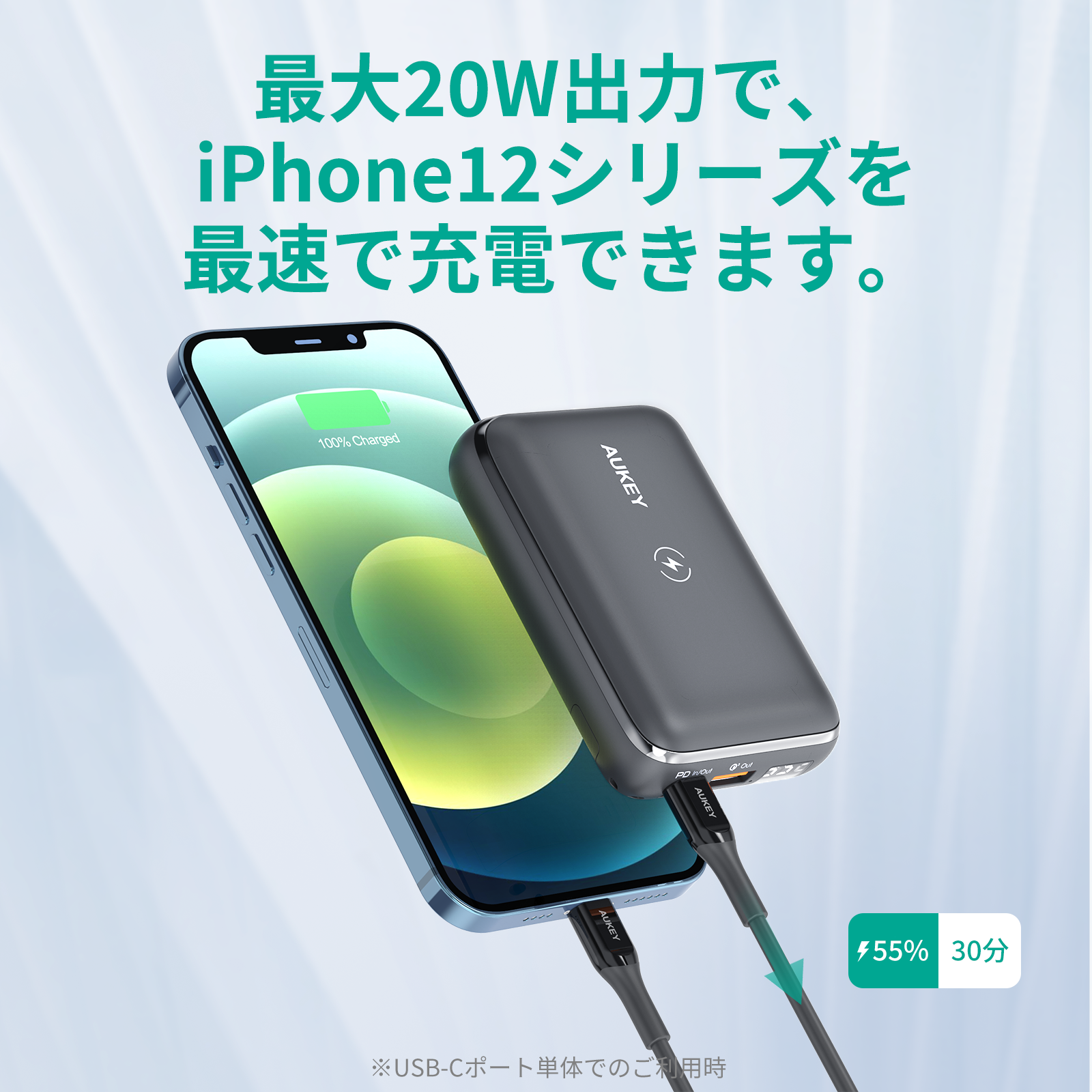 ワイヤレス充電対応 10000mAhモバイルバッテリー PB-WL01S