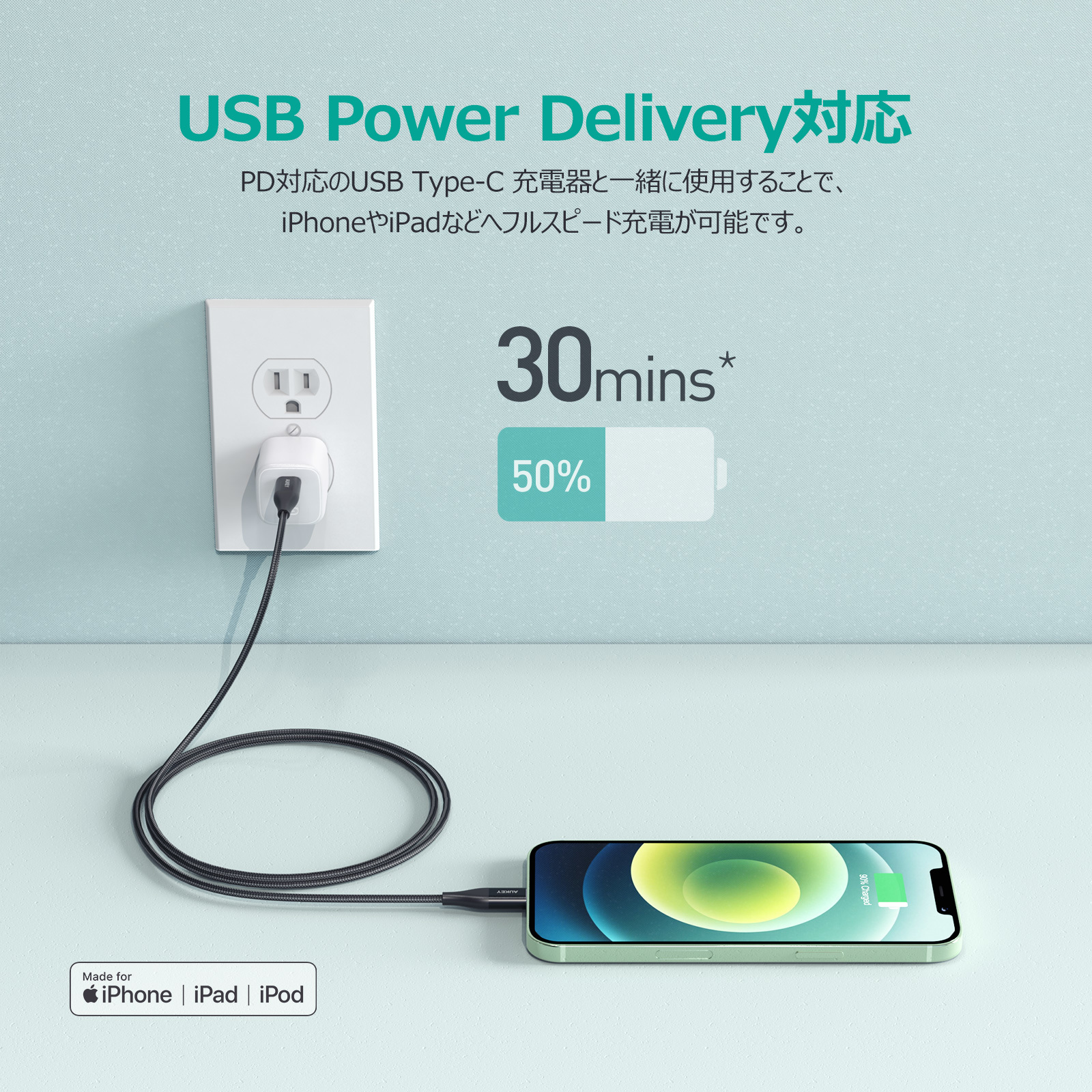 Impulse Series USB-C to Lightningケーブル（2m）CB-CL20