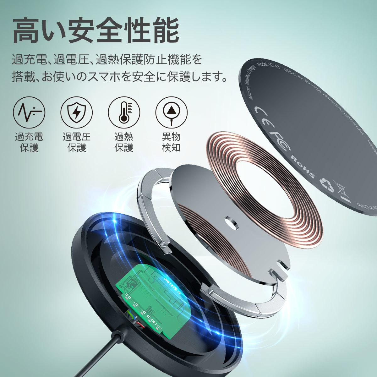 マグネット式 ワイヤレス充電器 LC-A1