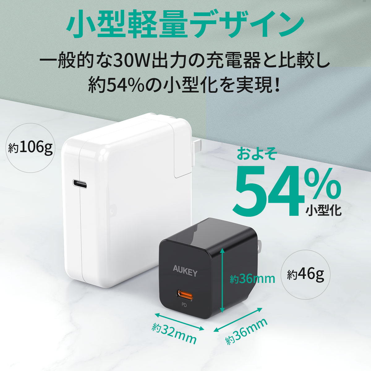 AUKEY オーキー 30W  USB-C充電器 PA-Y30S