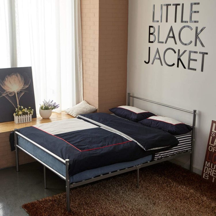 Cama doble Armazón de cama de metal de fácil montaje con cabecera y pie