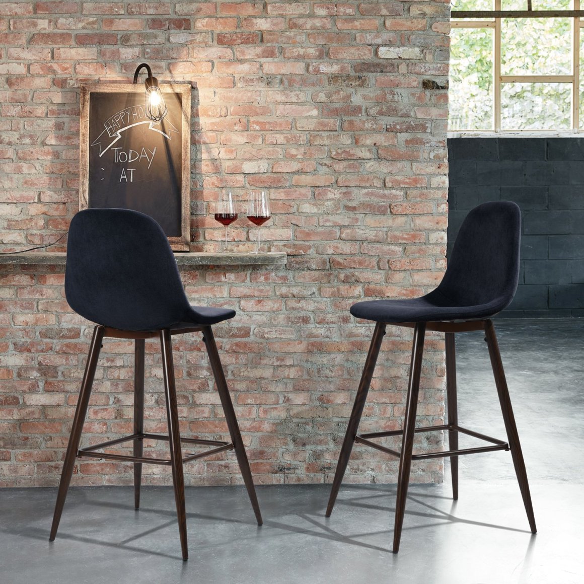 Set de 2 sillas de Bar de Cocina Interior sin Brazos