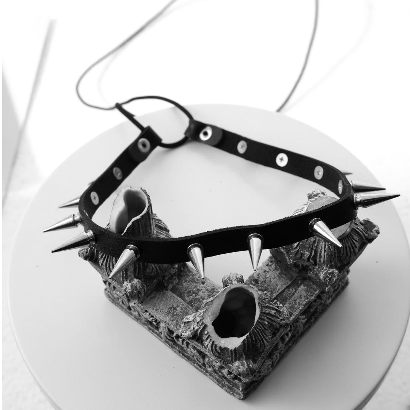 Rock biker leather studded collar gothic adjustable necklace for men and women  