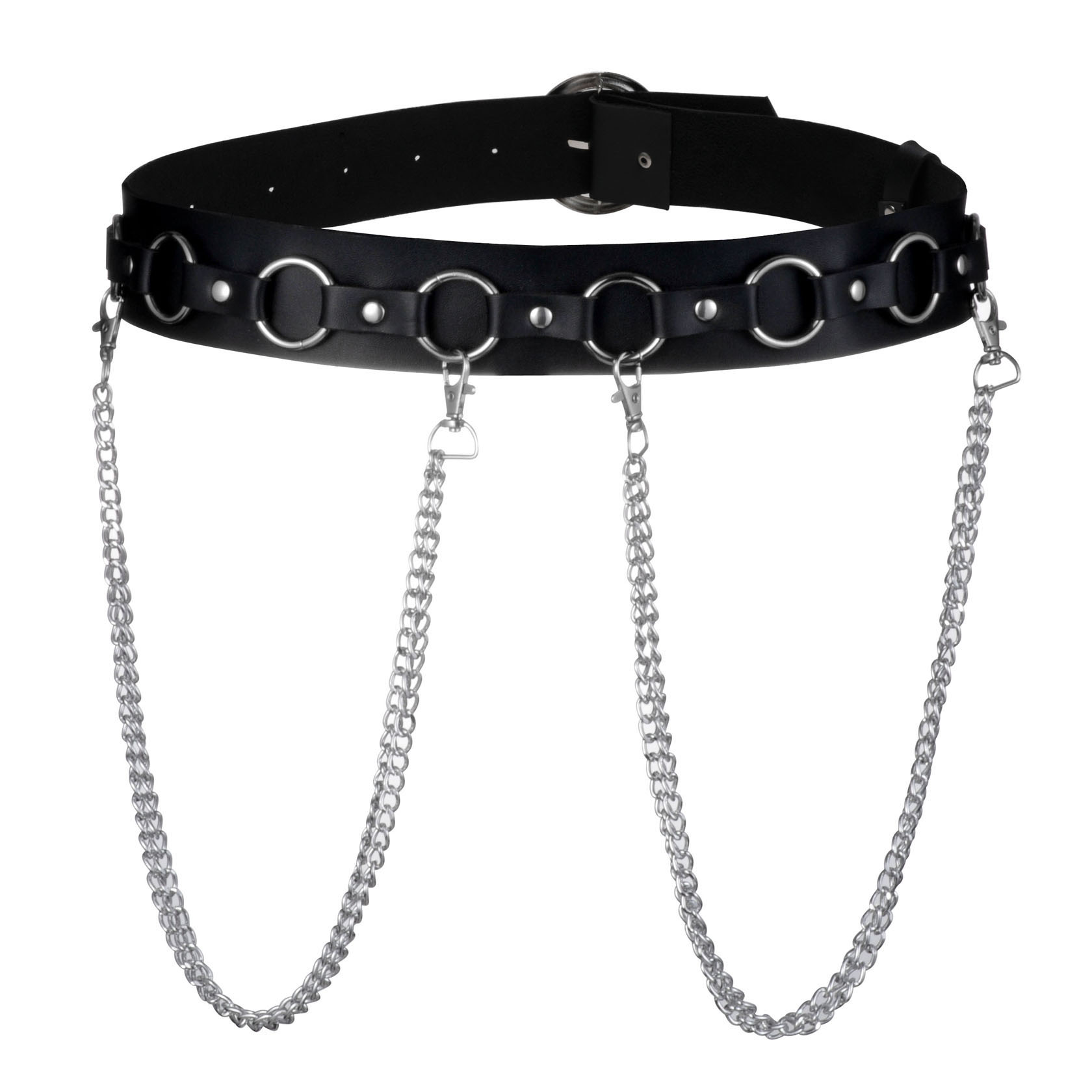 Punk leather belly chains gothic waist chain layered heart ring belt body jewelry accessories