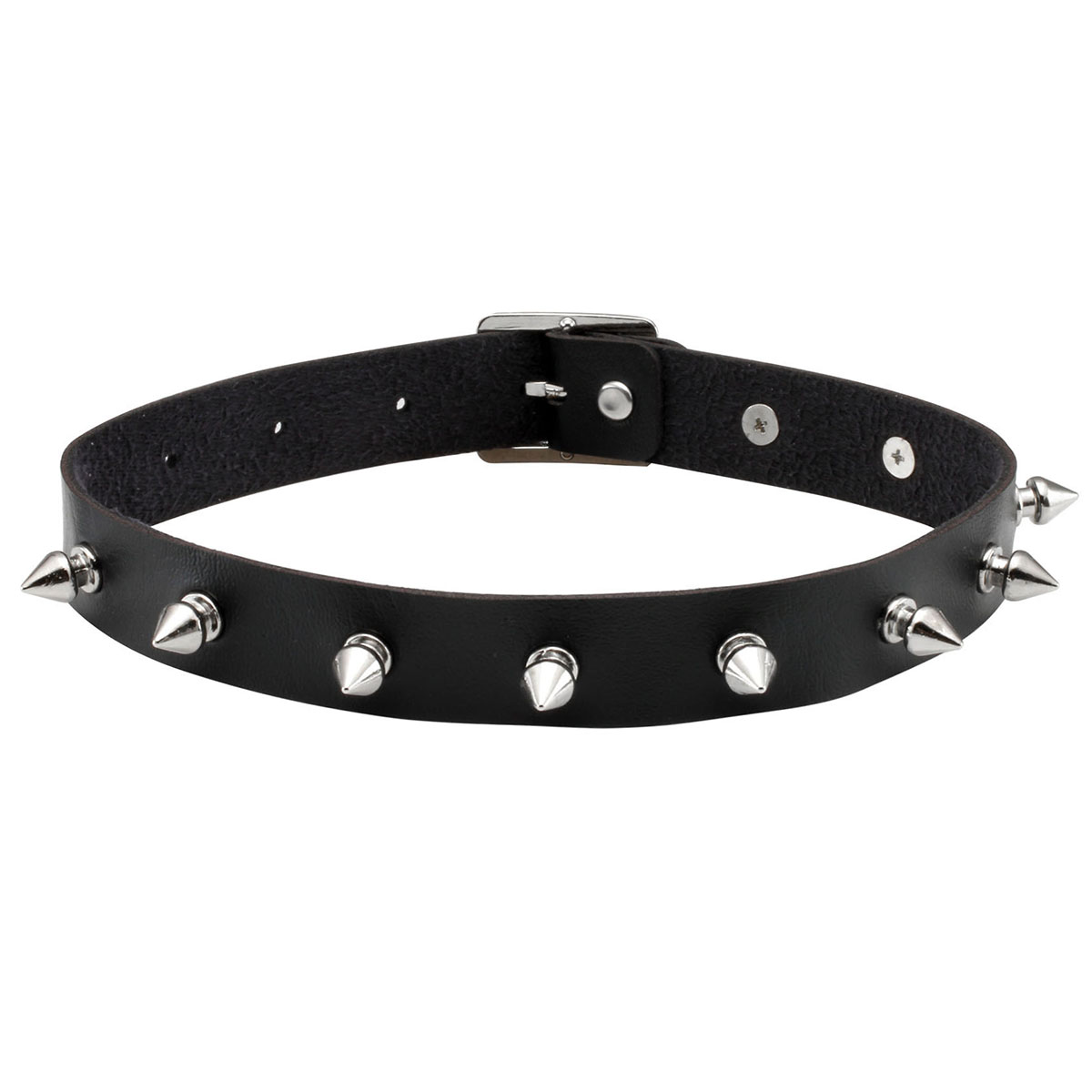 Spiked faux  leather choker neckace mens womens