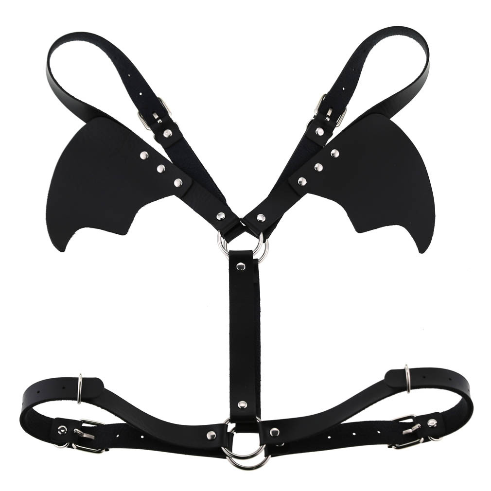 Punk faux leather chest harness strap bat wings girdle waist belt for women and girls