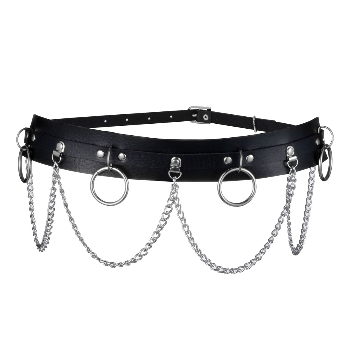 Punk leather belly chains gothic waist chain layered ring belt body jewelry accessories