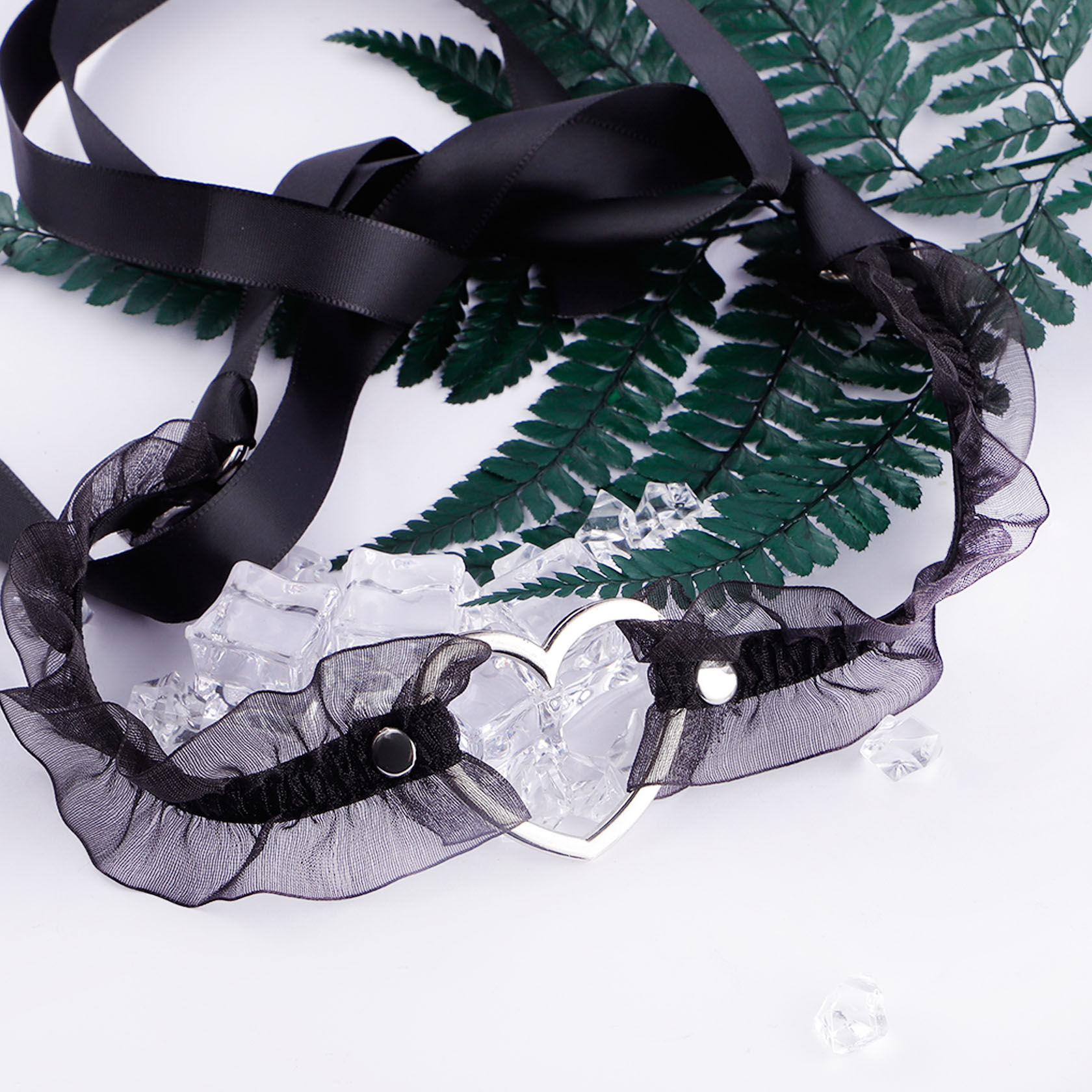 Elegant sexy gothic punk style heart ring choker necklace adjustable lace collar 