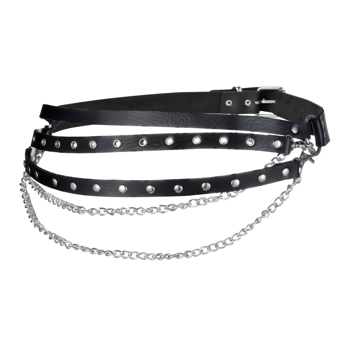 Black punk belt with tripple leather belt
