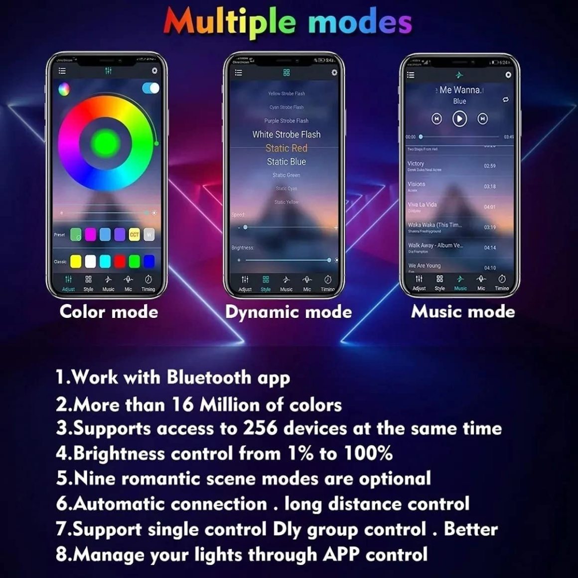 Cadena de luz LED de cambio de color flexible impermeable al aire libre