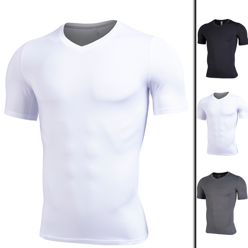 Running Sport T-shirt Men Gym Fitness T Shirt Male Jogging Training Solid Tee Tops Casual Sportwear Workout Tops