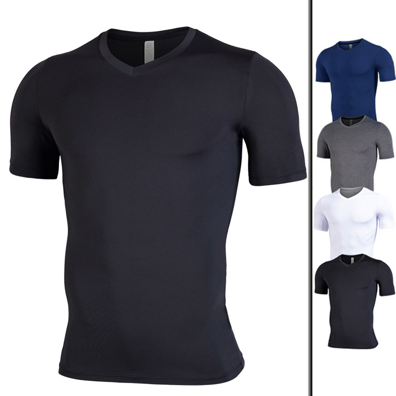 Running Sport T-shirt Men Gym Fitness T Shirt Male Jogging Training Solid Tee Tops Casual Sportwear Workout Tops