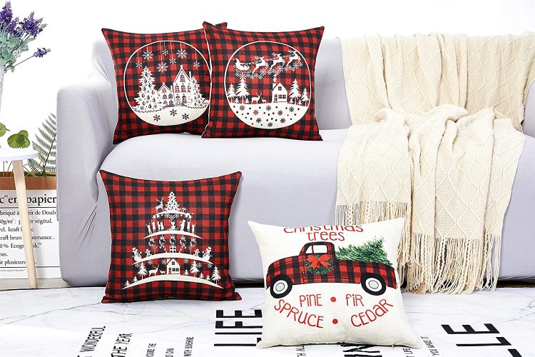 Christmas Throw Pillow Covers 20x20 Inch,Decorative Outdoor Farmhouse