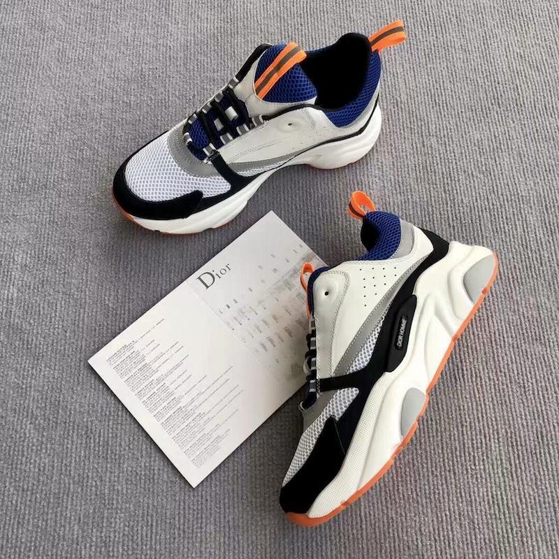 b22 sneaker white and blue technical mesh and gray calfskin
