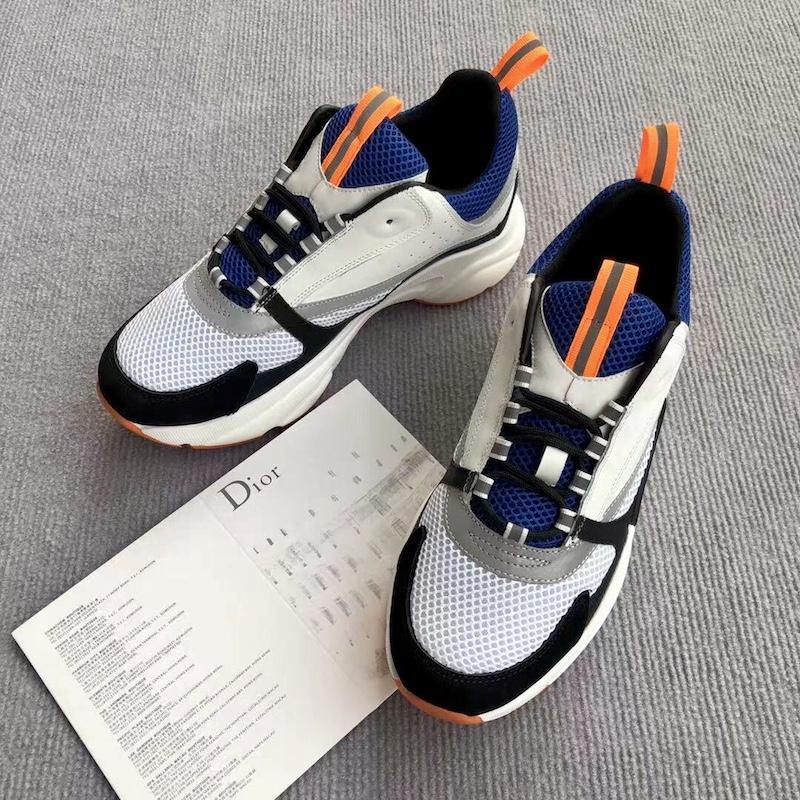 b22 sneaker white and blue technical mesh and gray calfskin