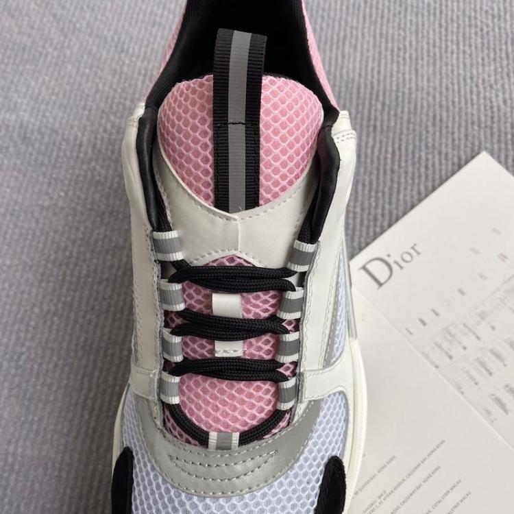b22 sneaker white calfskin with pink and white technical mesh