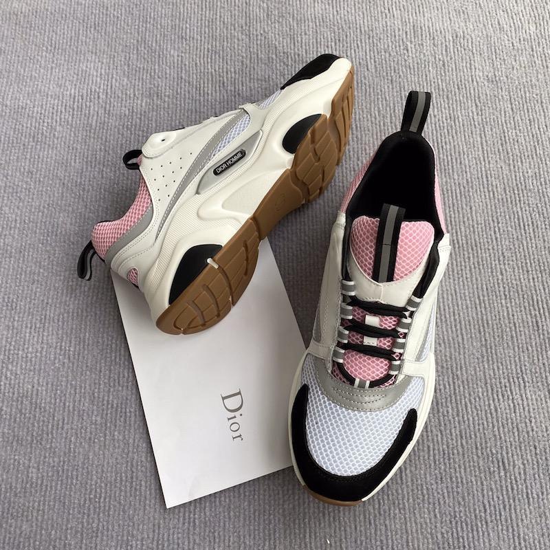 b22 sneaker white calfskin with pink and white technical mesh