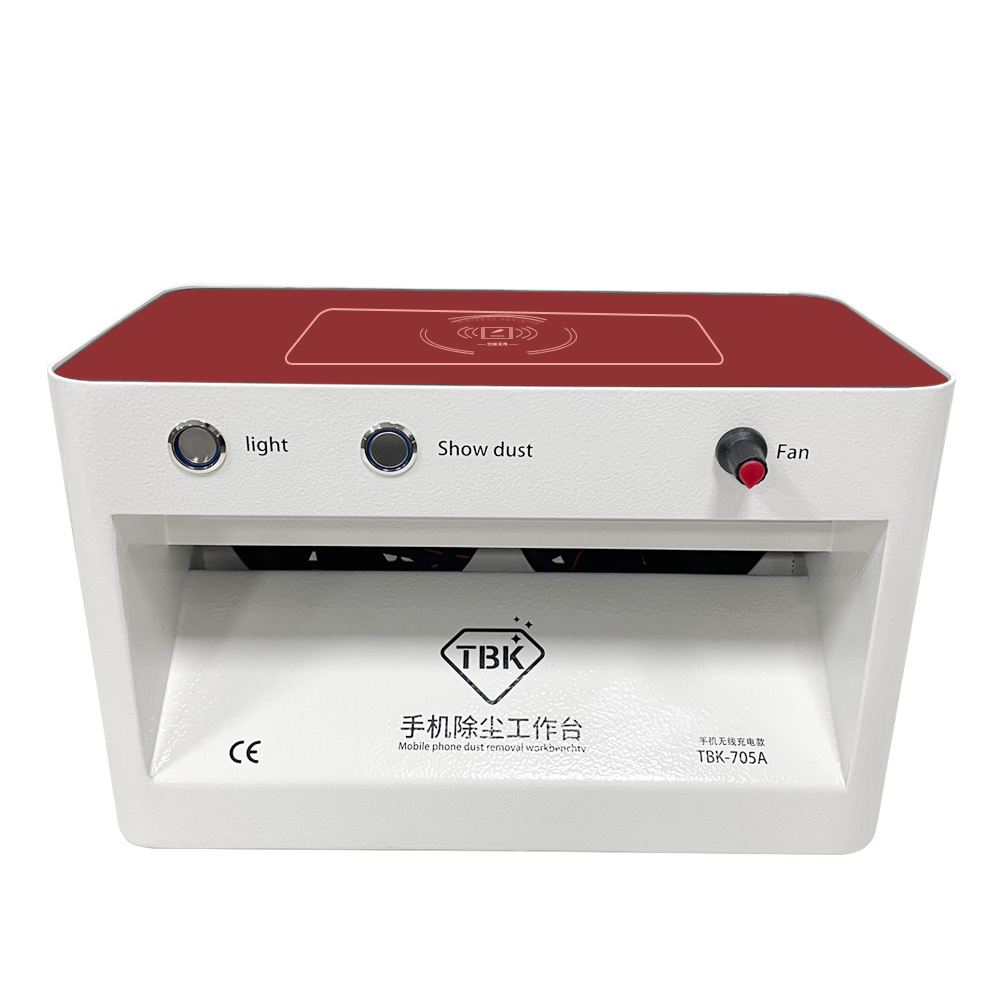 TBK-705A Dust Showcase Mobile Phone Dirt Removal Workbench LED Scratch Crack Detection Cleaning Bench