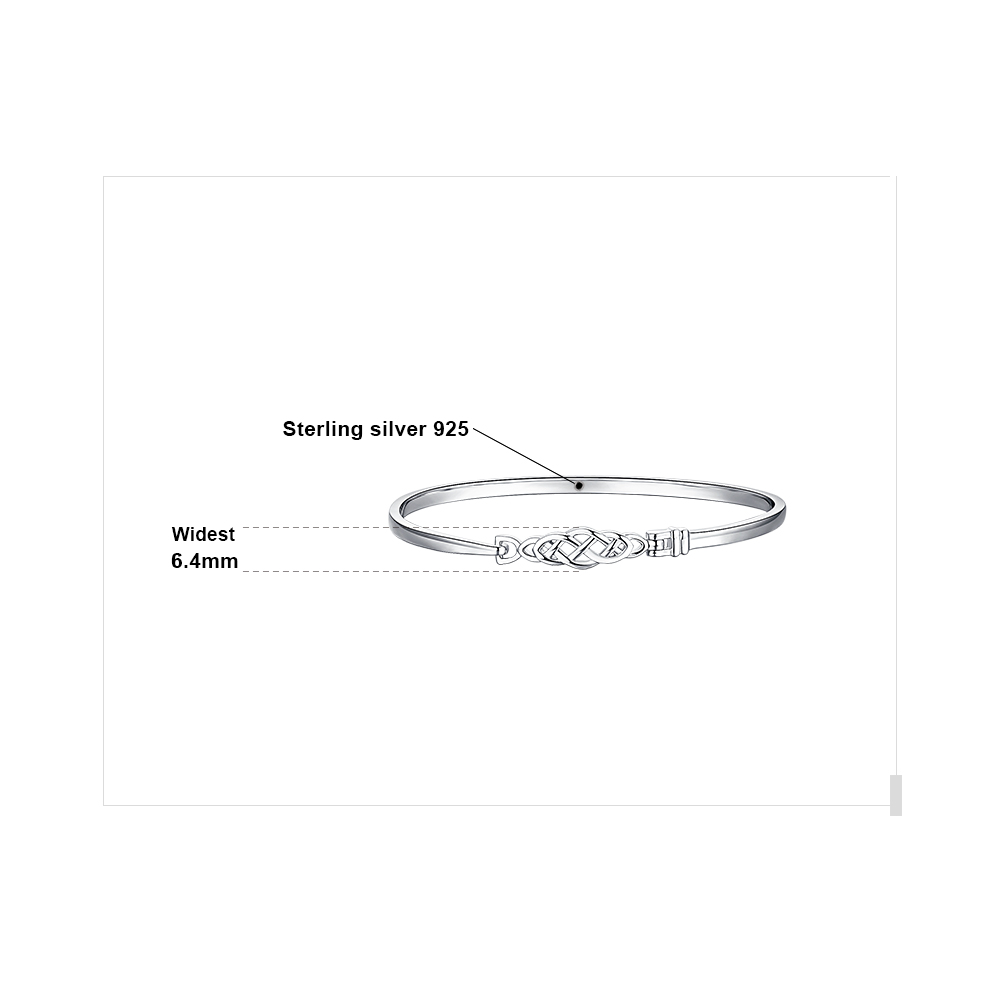 Celtic Love Knot Bangle Bracelet Sterling Silver JewelryPalace