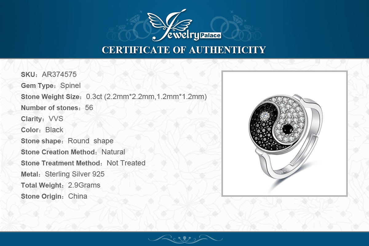 Taiji Spinel Gem Cubic Zirconia Cocktail Open Cuff Ring Sterling Silver JewelryPalace